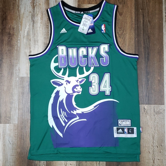 NWT Milwaukee Bucks Ray Allen Embroidered Sz LG - Picture 1 of 8